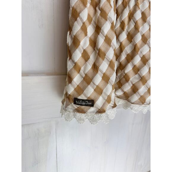 Matilda Jane Firefly Flutter Sleeve Top Tan Cream Girls Size 12 Boutique - Picture 4 of 5